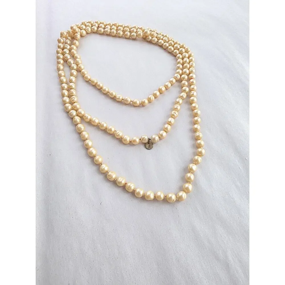Chanel Gold-Plated Vintage 1981 Faux Baroque Pearl Necklace 64
